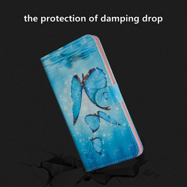 Butterfly läder Huawei P Smart fodral - Blå Blå