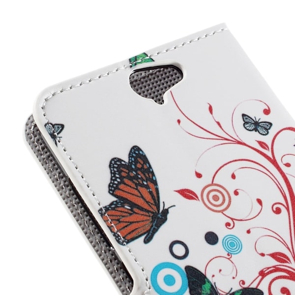 Moberg HTC One A9 Læder Etui - Sommerfugle Cirkler Multicolor