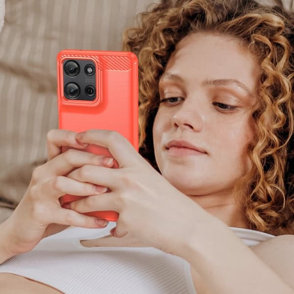 Carbon Flex Motorola Moto G75 cover - Rød Red