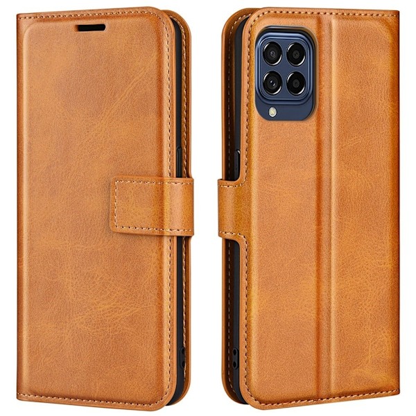 Hållbart konstläder Samsung Galaxy M33 5G fodral med plånbok - Gul Gul