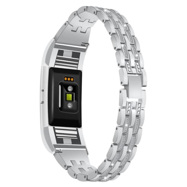 Fitbit Charge 2 urlänk metall strasstenar lyxig - Silver Silvergrå