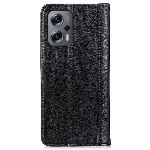 Xiaomi Poco X4 GT / Xiaomi Redmi Note 11T Pro / Xiaomi Redmi Note 11T Pro Plus ægte læderetui med magnetisk lukning - Sort Black