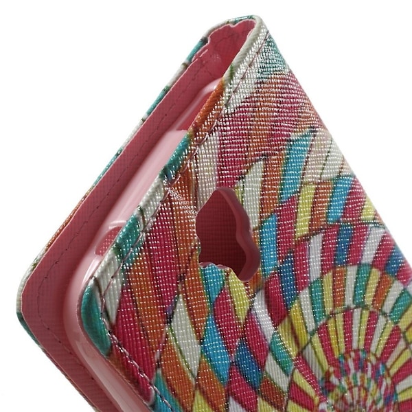 Scherfig flip-etui i læder med kortholder til Huawei Y5 - Farvede cirkler Multicolor