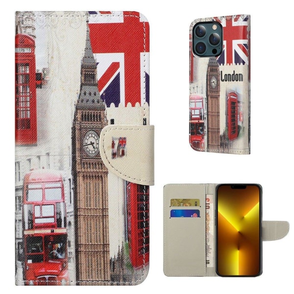 Wonderland iPhone 13 Pro Max flip etui - Big Ben Og Det Britiske Flag Multicolor