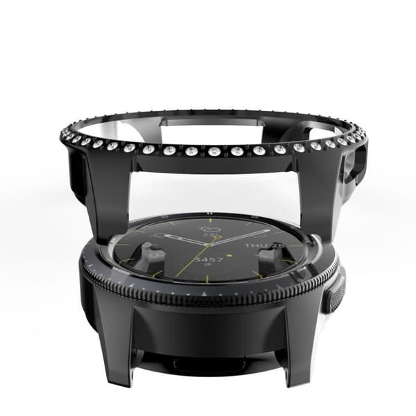 Samsung Galaxy Watch (42mm) Rhinsten dekorations Ramme - Sort Black