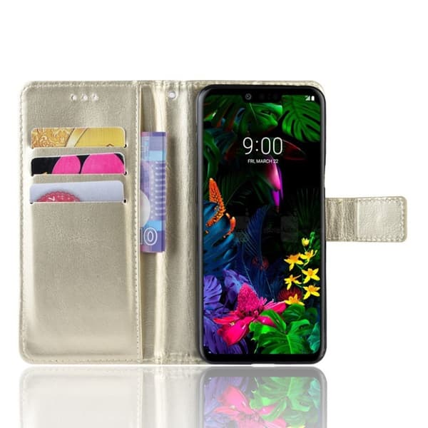 Crazy Horse LG G8 ThinQ læretui - gull Gold