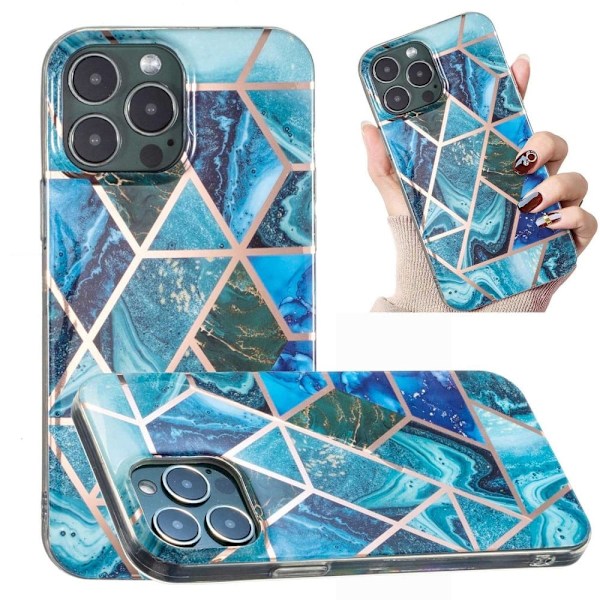 Marble design iPhone 14 Pro cover - Blå/Grøn Marmor Blue