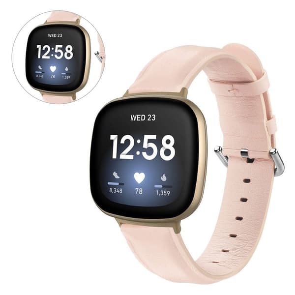 Fitbit Versa 3 aito nahkakellon ranneke - Pinkki Pink