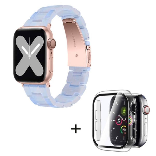 Apple Watch SE 2022 (44mm) klockarmband med 3 pärlor i resin och genomskinligt hölje - Baby Blå Blå