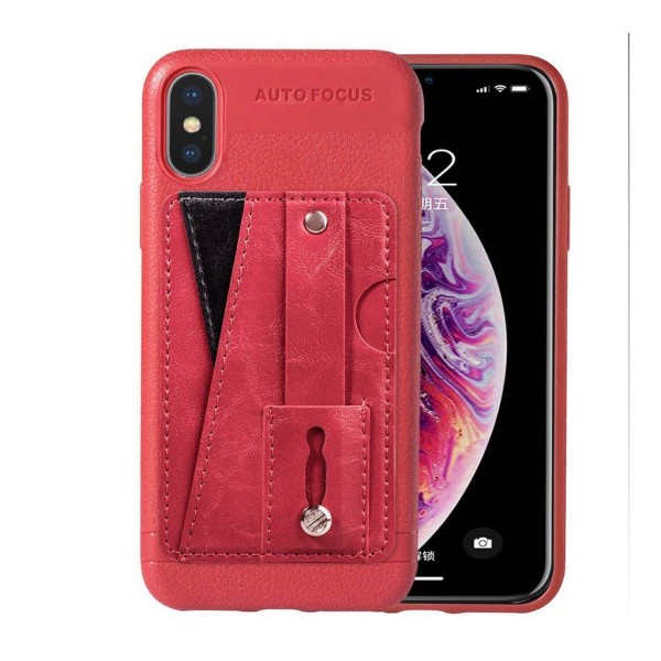 iPhone Xs læderetui med litchiskind - Rød Red