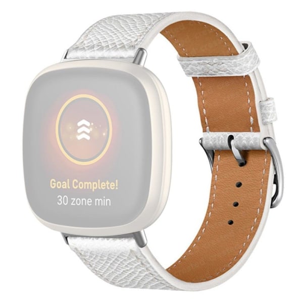 Fitbit Sense 2 / Versa 4 urrem i ægte læder med syninger - Hvid White