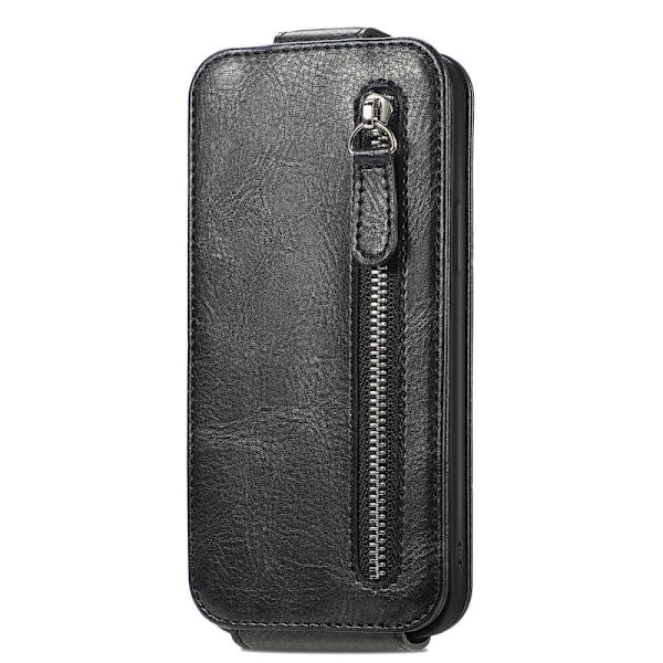 Lodret iPhone 14 flip etui med lynlås - Sort Black