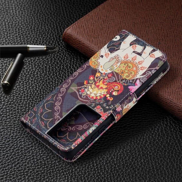 Wonderland Samsung Galaxy S21 Ultra Flippetui - Elefant Multicolor