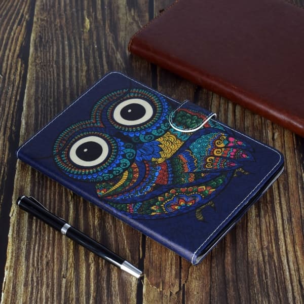Samsung Galaxy Tab A 10.1 (2019) mønster læder etui - Ugle Black