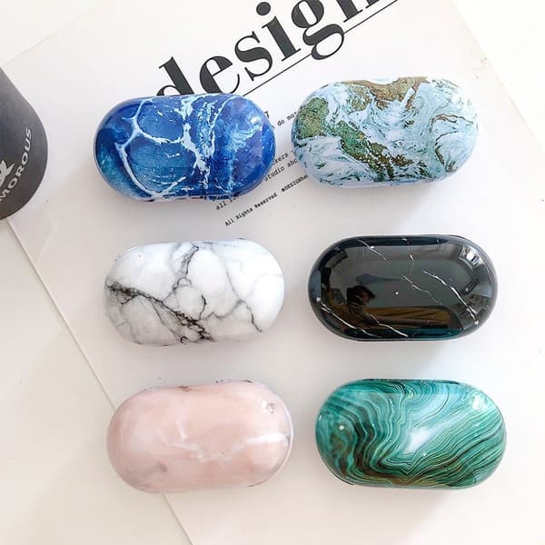 Samsung Galaxy Buds Plus marmorikuvioinen kotelo - Vihreä Green
