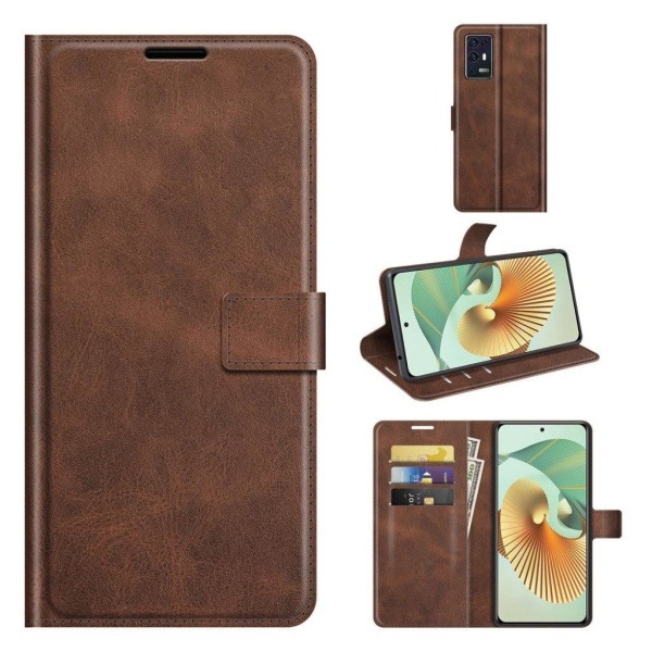 Wallet-style leather case for ZTE Axon 30 Pro 5G - Coffee Brown