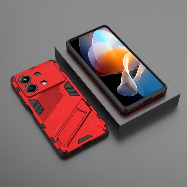 Støtsikkert hybriddeksel med et moderne preg for Xiaomi Redmi Note 13R Pro - Rød Red