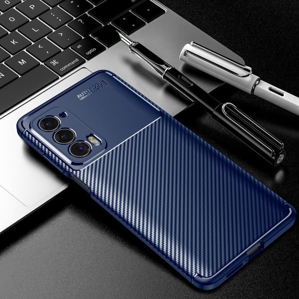 Carbon Shield Motorola Edge (2021) skal - Blå Blå