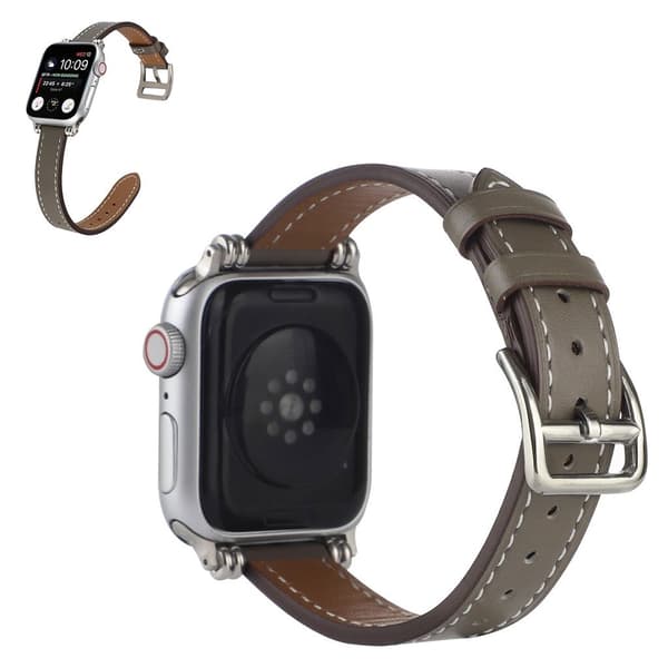 Apple Watch 40 mm urrem i ægte læder med perledekor - Grå Silver grey