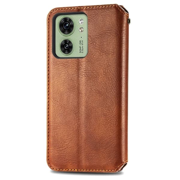 Läder Motorola Edge 40 fodral med romb-design - Brun Brun