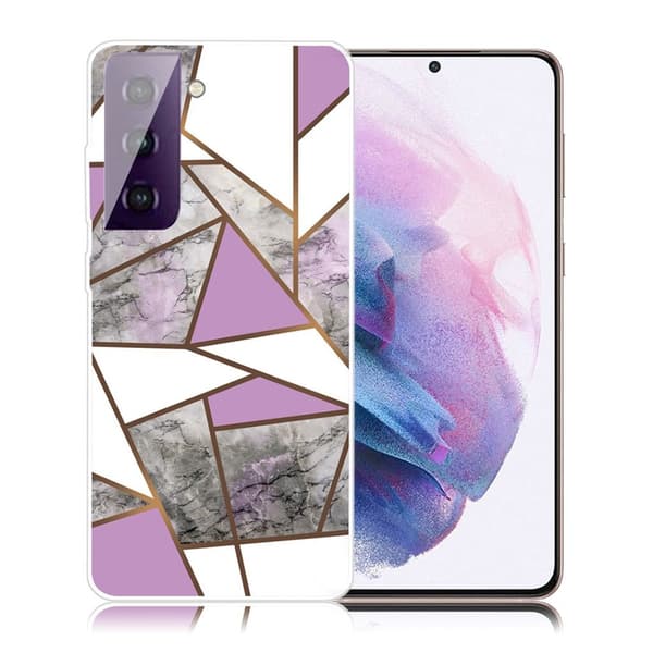 Marmormotiv Samsung Galaxy S21 Plus 5G skal - Lila / Vit / Grå Marmor multifärg