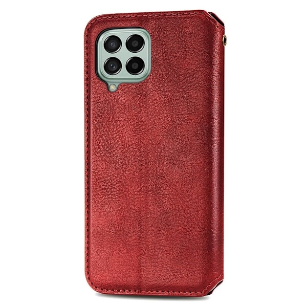 Läder Samsung Galaxy M33 5G fodral med romb-design - Röd Röd