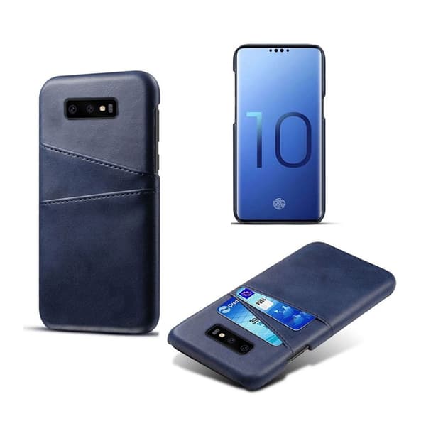 Samsung Galaxy S10e dobbelt kortholder læderetui - Mørkeblå Blue