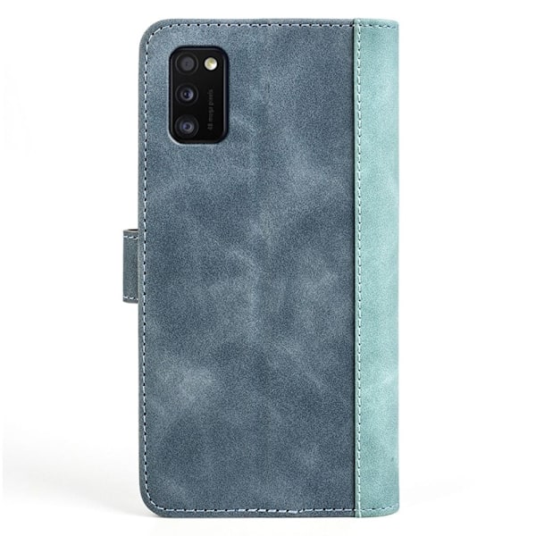 To Farvet Læder Flip Case til Samsung Galaxy A41 - Blå Blue