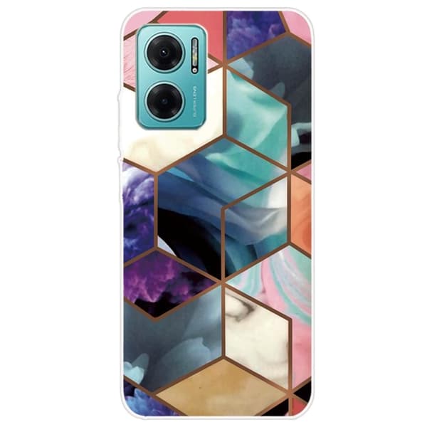 Marmormotiv Xiaomi Redmi Note 11E skal - Färgglad Kub Kakel multifärg