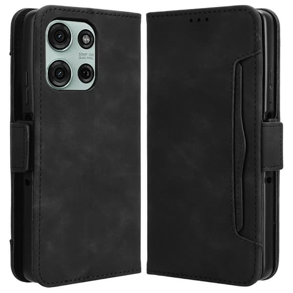 Moderne Motorola Moto G75 læderetui med pung - Sort Black