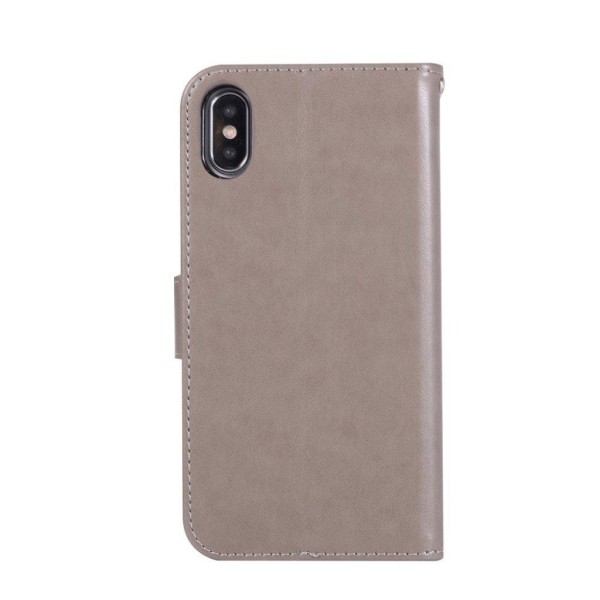 iPhone XS Max mobilfodral syntetläder silikon stående plånbok - Silvergrå