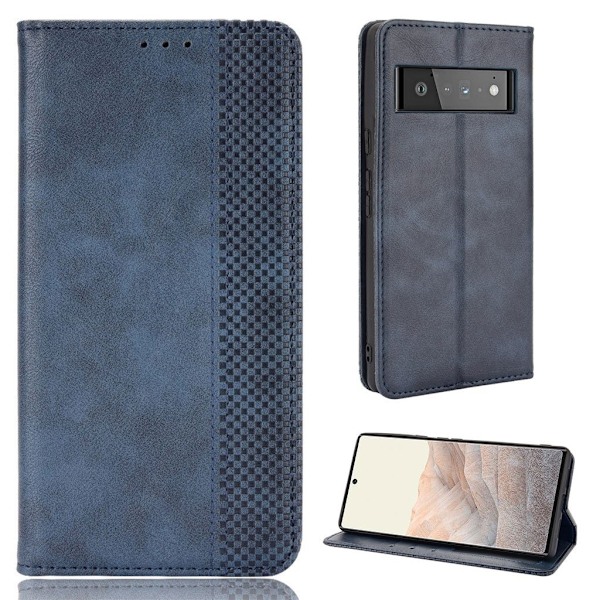 Bofink Vintage läder Google Pixel 6 Pro fodral - Blå Blå