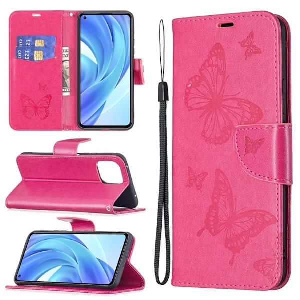 Butterfly Xiaomi 11 Lite 5g Ne / Mi 11 Lite 5g / 11 Lite Läppäkotelo - Rose Pink