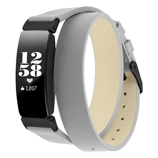 Fitbit Inspire / Inspire HR aitoa nahkaa kellon ranneke - Harmaa / Musta Solki Multicolor