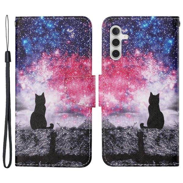 Wonderland Samsung Galaxy S24 flip etui - Stjernehimmel / Kat Purple