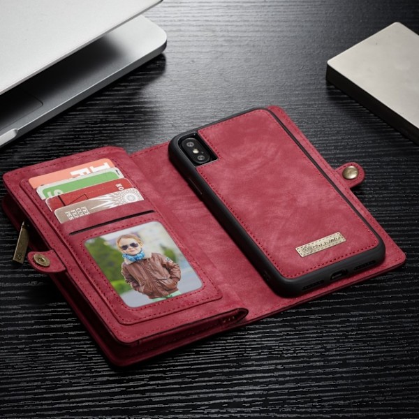 CaseMe iPhone Xs vintage etui - Rød Red