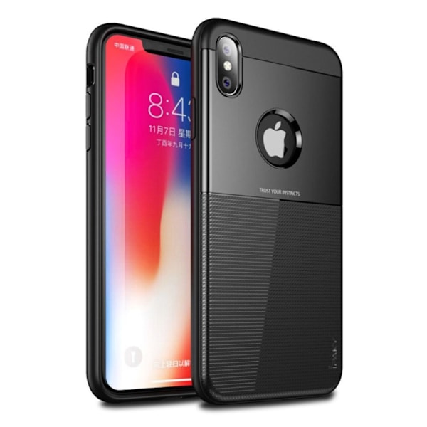 IPAKY iPhone 9 Plus mobilskal plast silikon texturerad - Svart Svart