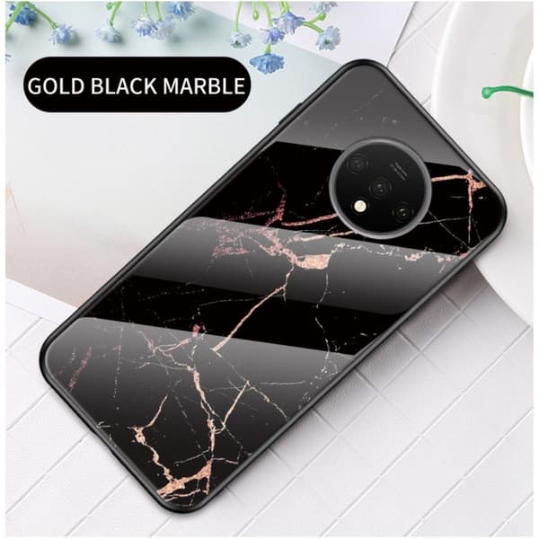 Fantasy Marble OnePlus 7T kuoret - Musta / Kulta Black