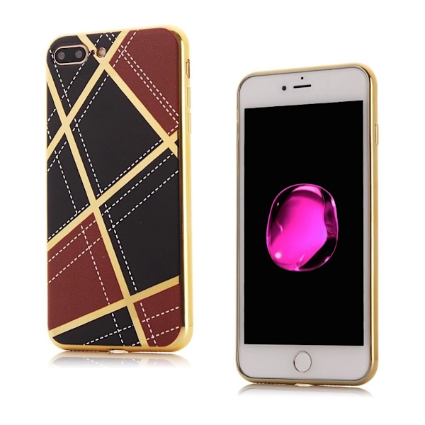 Lindberg Geometrisk Plastskal till iPhone 7 Plus / 8 Plus - Svart / Grå Brun