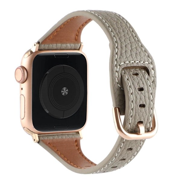 Apple Watch Series 8 (41mm) urrem i ægte læder - Grå Silver grey
