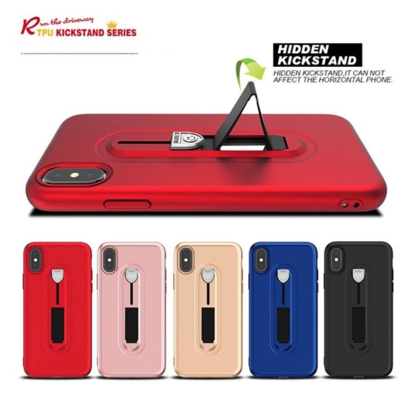 iPhone 9 Plus mobilskal plast silikon utfällbart ställ matt - Rö Röd