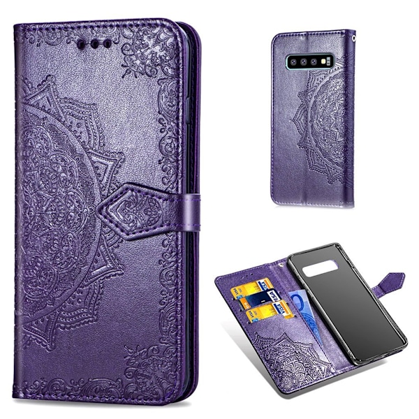 Mandala läder Samsung Galaxy S10 Plus fodral - Lila Lila
