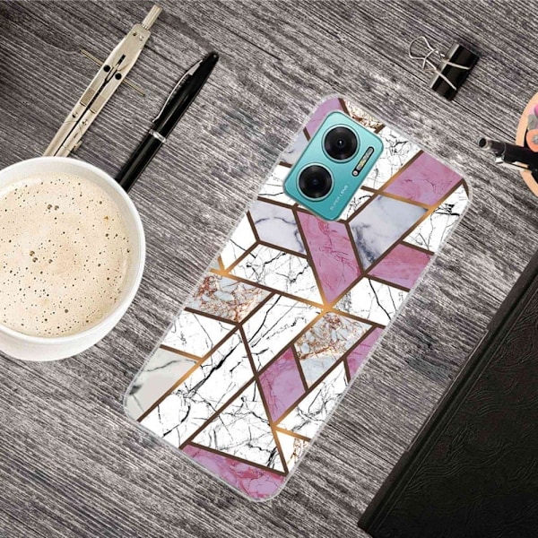 Marmormotiv Xiaomi Redmi Note 11E skal - Rosa / Vit / Grå Marmor multifärg