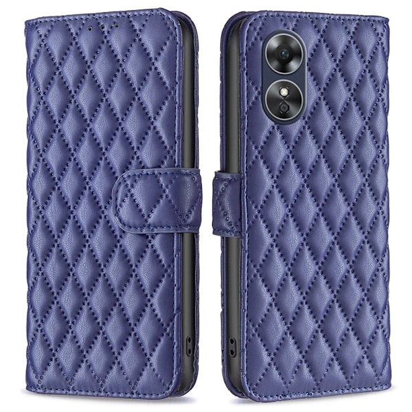 Rhombus mat Oppo A17 flip etui - Blå Blue