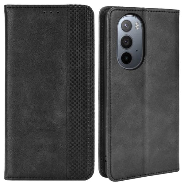 Bofink Vintage Motorola Edge X30 Læder Etui - Sort Black