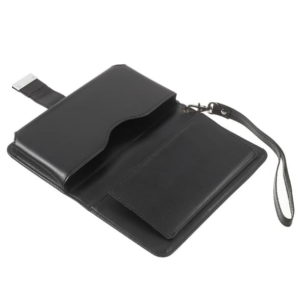 Læder-etui til smartphones, størrelse: 140 x 70 x 12mm - Sort Black