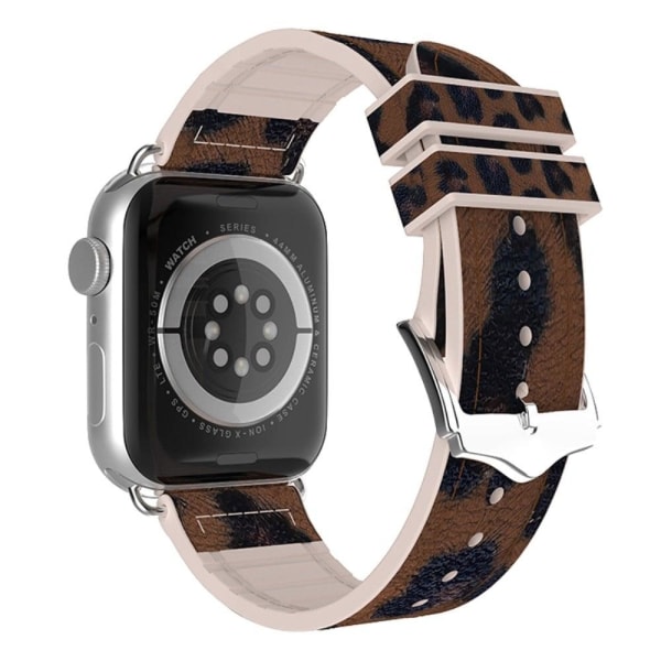 Apple Watch Series 8 (41mm) silikoneurrem med leopardmønster - B Brown