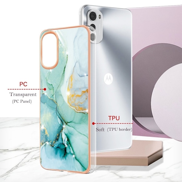 Marble Motorola Moto E32s / E32 Etui - Grønn Klinkekule Green