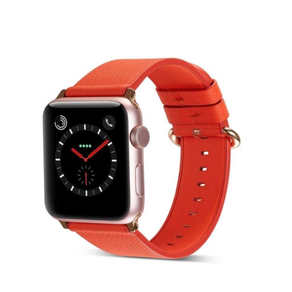 Apple Watch Series 5 44mm simple ægte læder urrem - Orange Orange