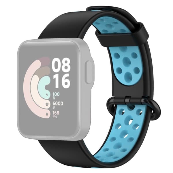 Xiaomi Redmi Watch 2 dobbeltfarvet silikoneurrem - Sort / Blå Multicolor